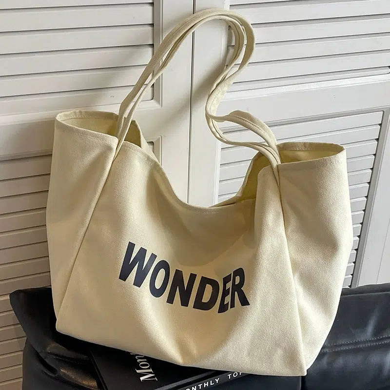 Letter Print Oversized Canvas Tote Bag