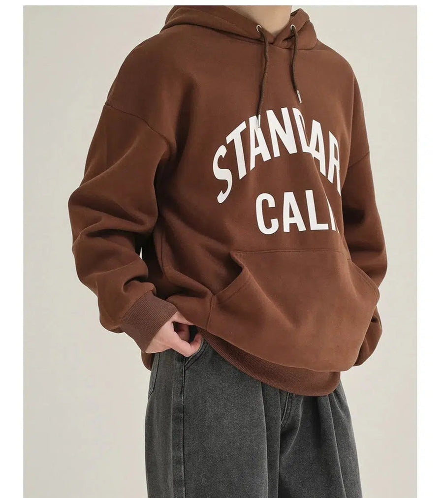 Letter Printed Hooded Sweatshirt