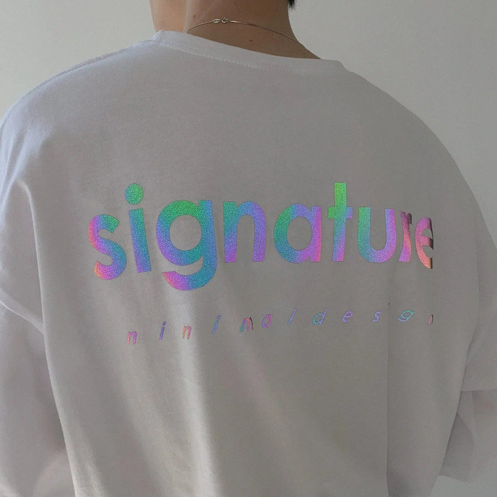 Letter Printing Color Reflective T-Shirt