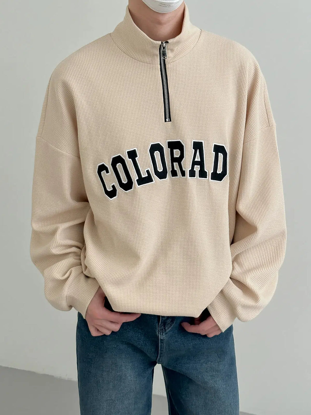 Letter Stand-Up Collar Sweater