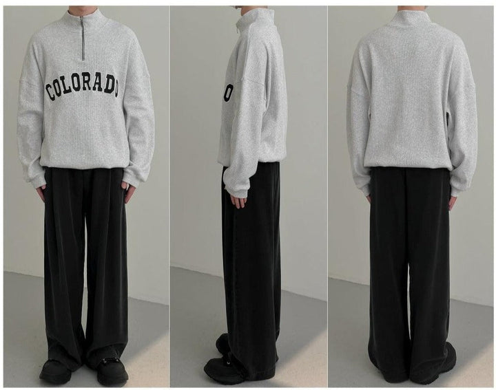 Letter Stand-Up Collar Sweater