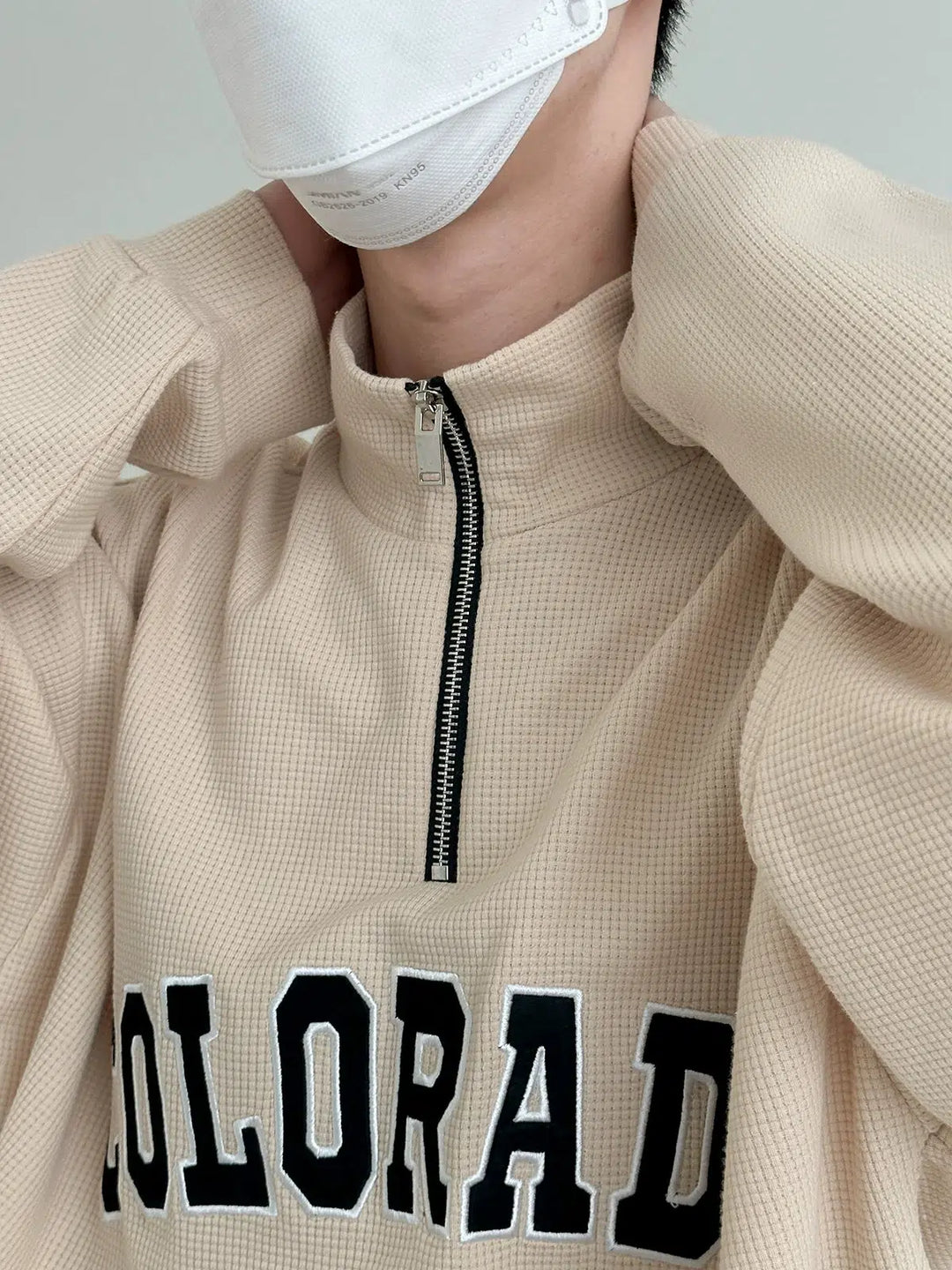 Letter Stand-Up Collar Sweater