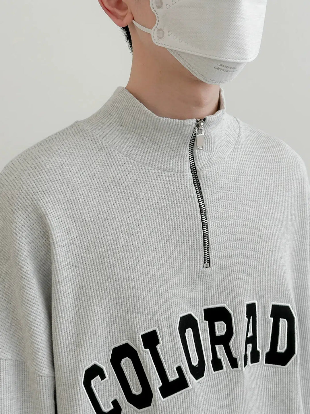 Letter Stand-Up Collar Sweater