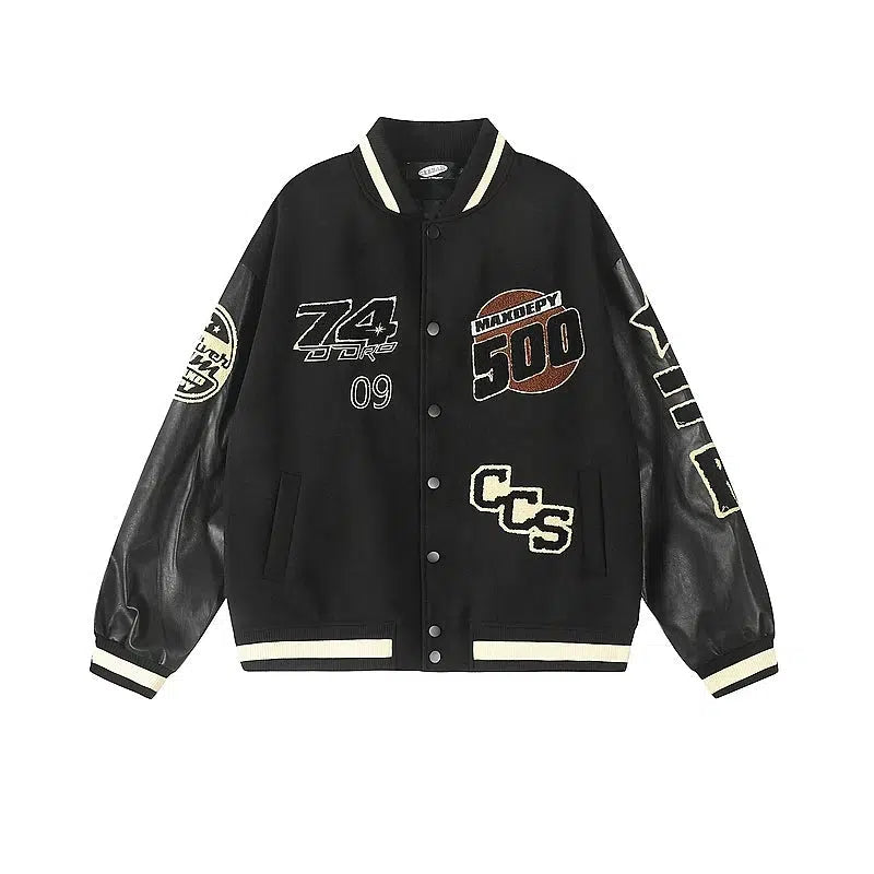 Lettering Print Casual Varsity Jacket