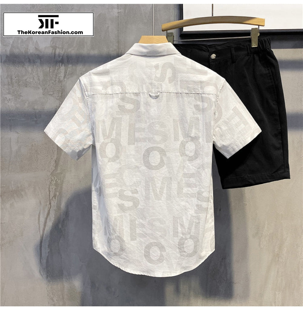 Letters Printed Cotton Shirt