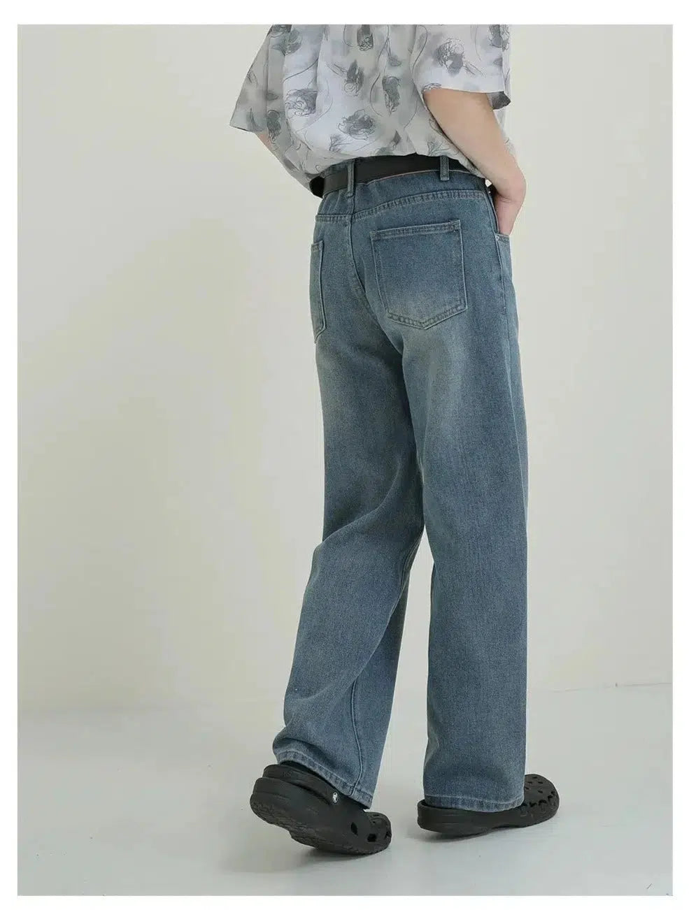 Light Blue Straight-Leg Denim Pants