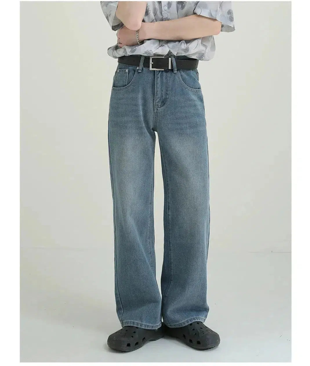 Light Blue Straight-Leg Denim Pants