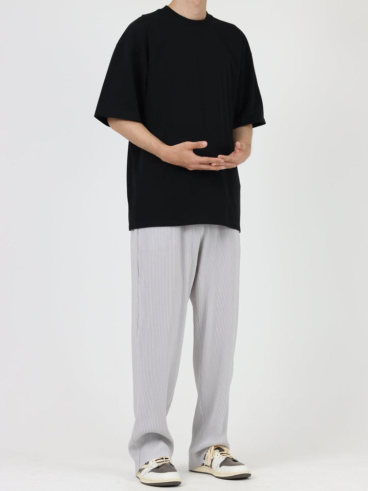 Light Gray Pleated Drape Slim Pants