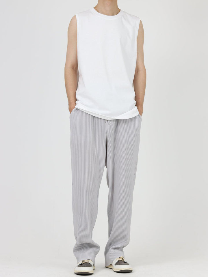 Light Gray Pleated Drape Slim Pants