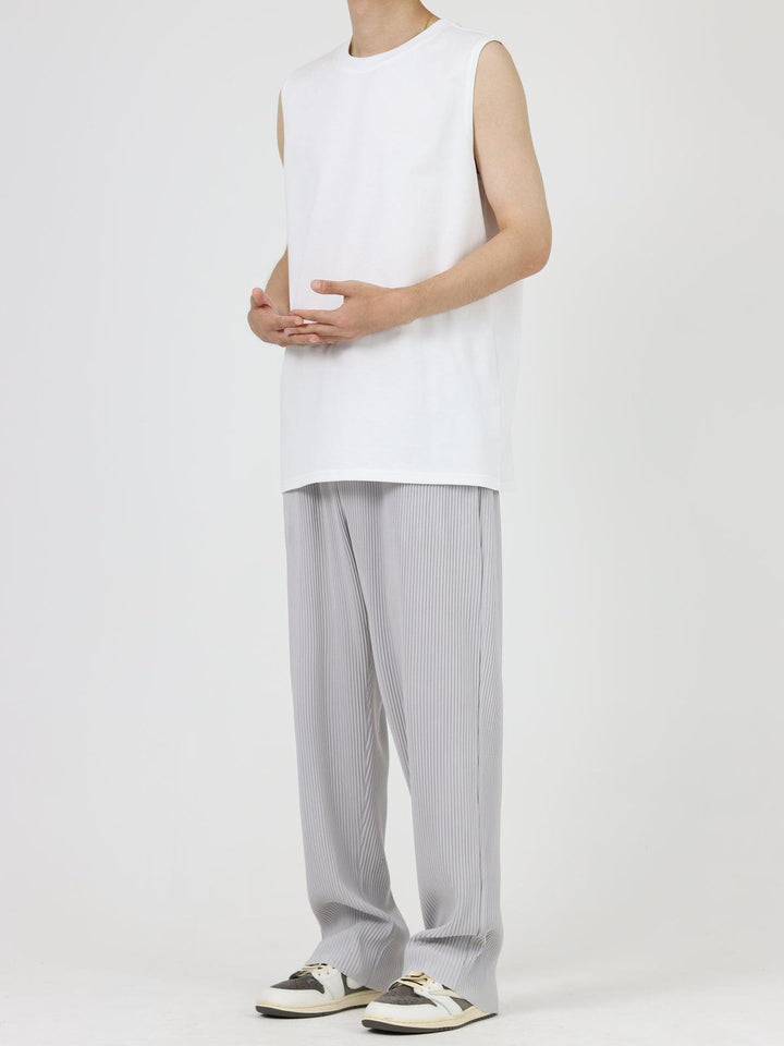 Light Gray Pleated Drape Slim Pants