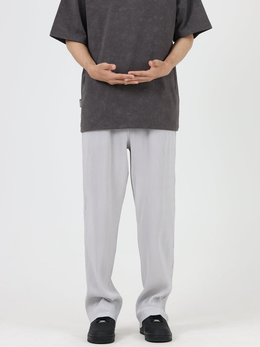 Light Gray Pleated Drape Slim Pants