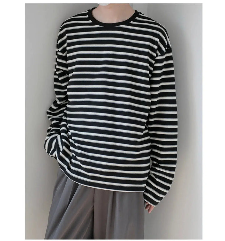 Lightweight Crew Neck Striped T-shirt