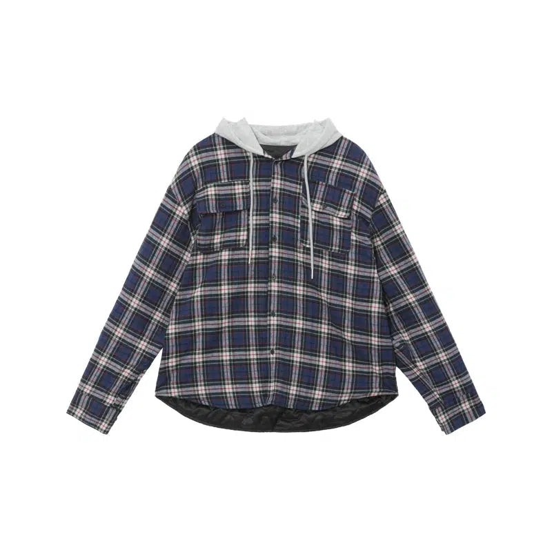 Lightweight Hooded Plaid Jacket