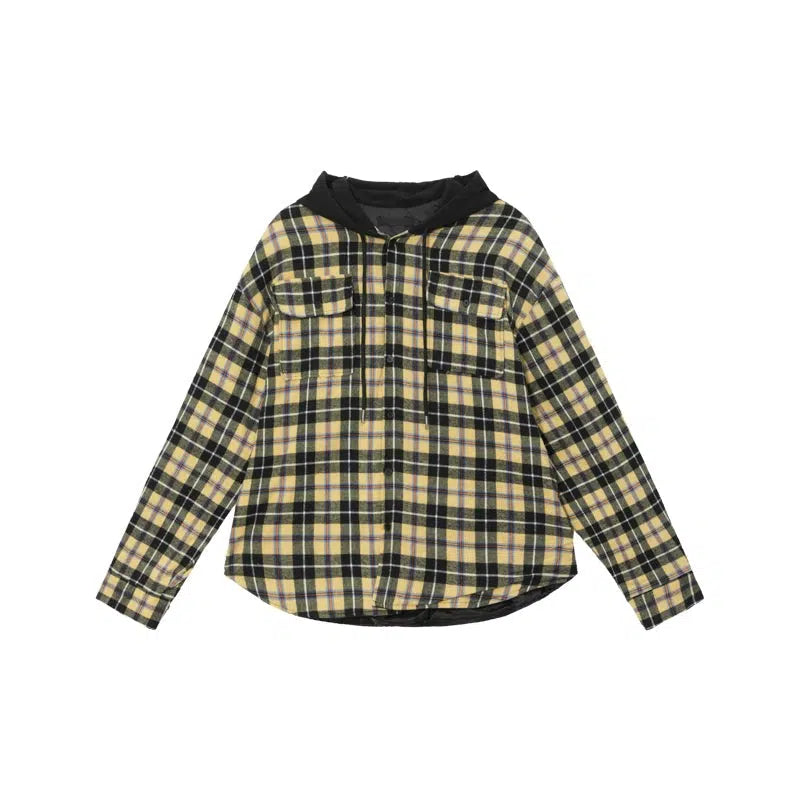 Lightweight Hooded Plaid Jacket