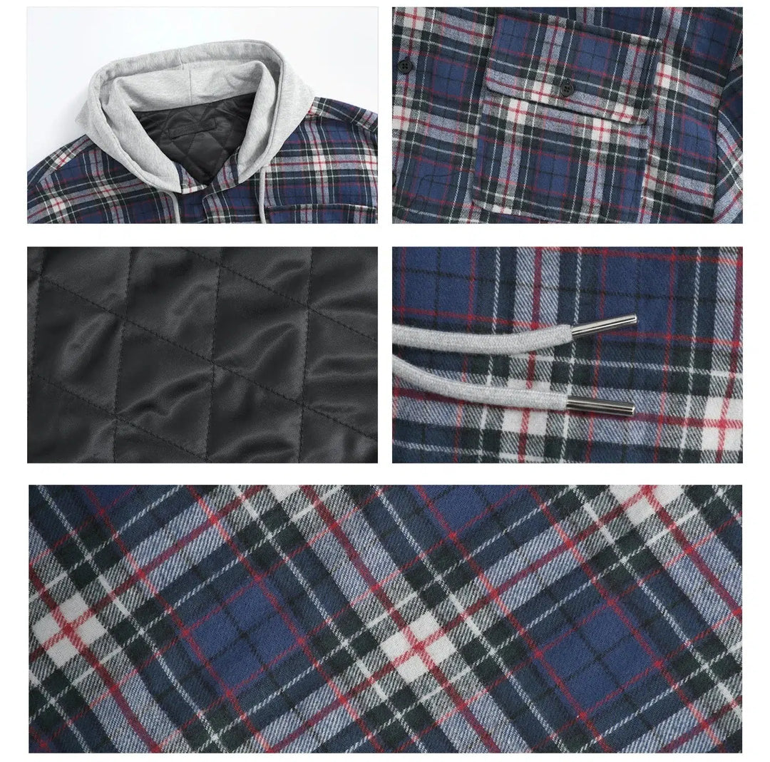 Lightweight Hooded Plaid Jacket