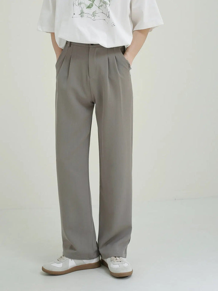 Lightweight Plain Straight Casual Pants