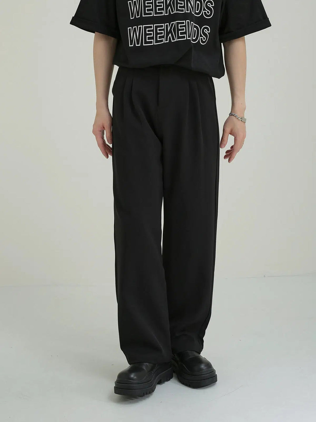 Lightweight Plain Straight Casual Pants