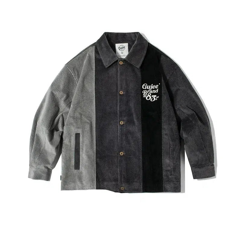 Logo Design Corduroy Button-Up Jacket