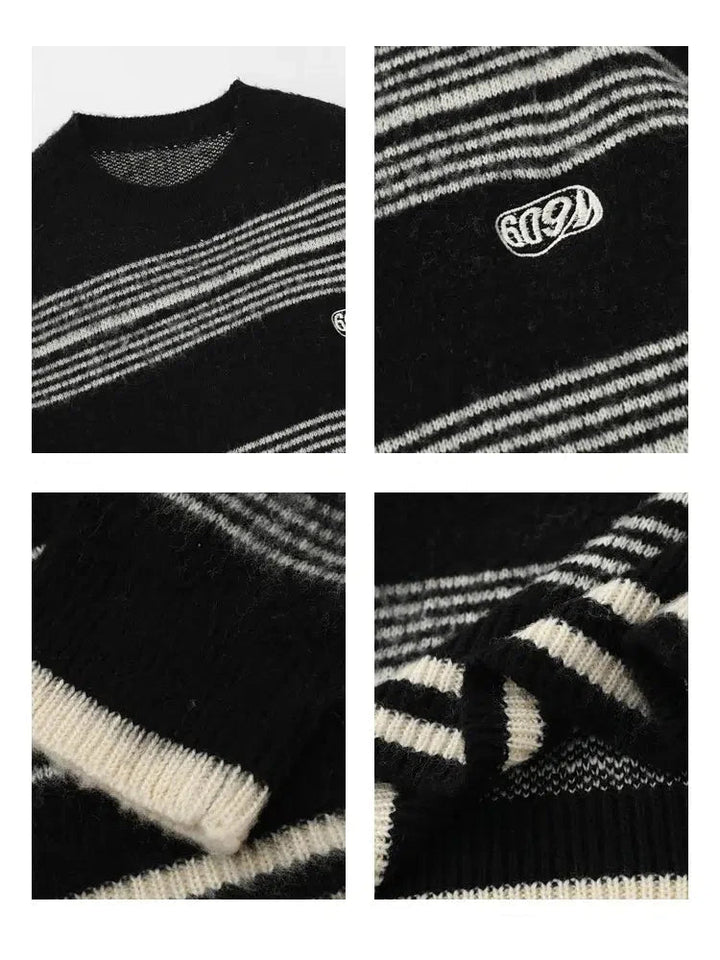 Logo Detail Striped Knit Sweater