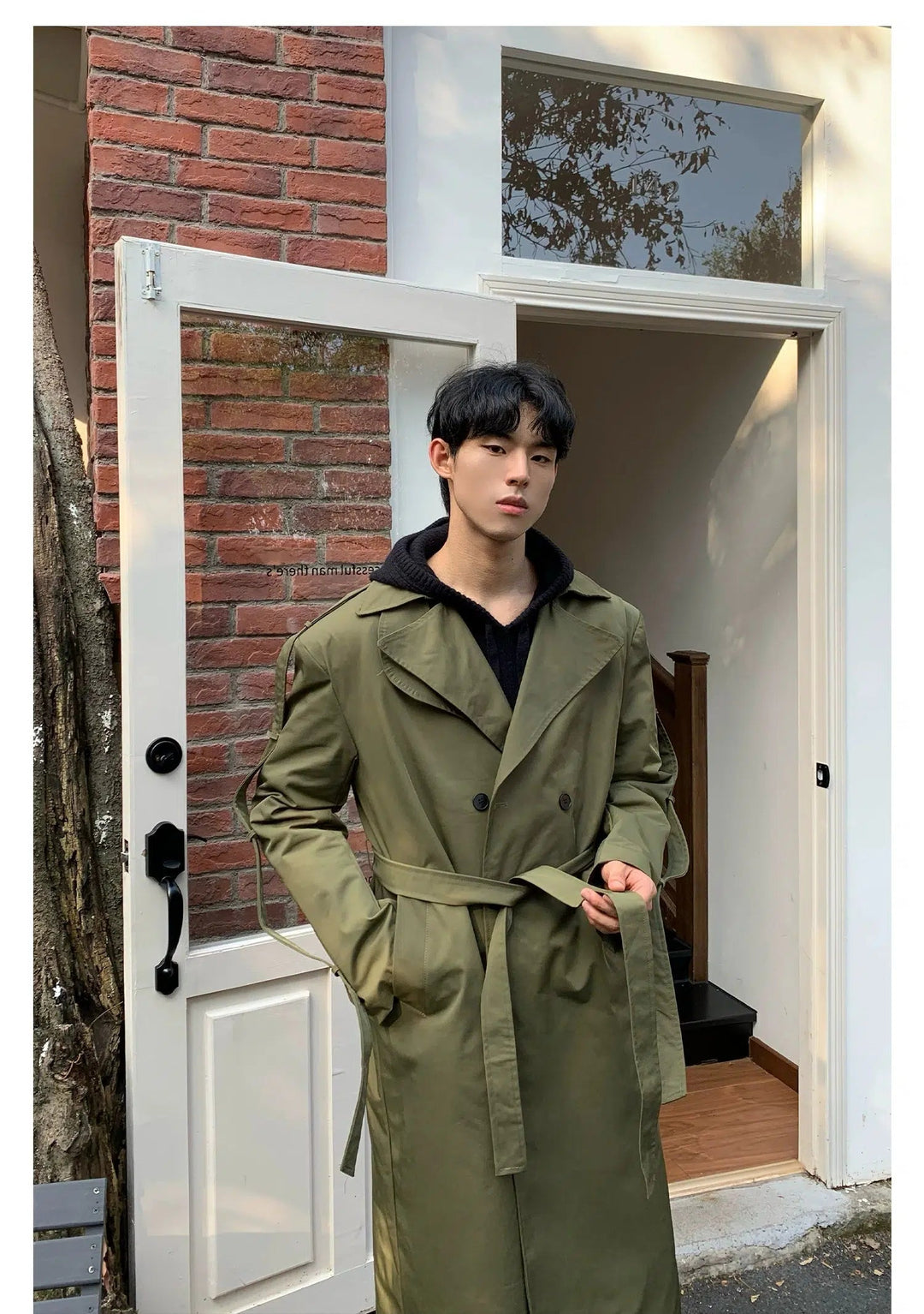 Korean fashion trench coat on sale