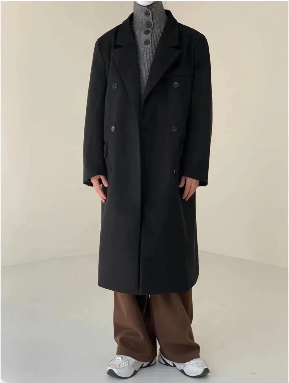 Long Double Breasted Woolen Coat