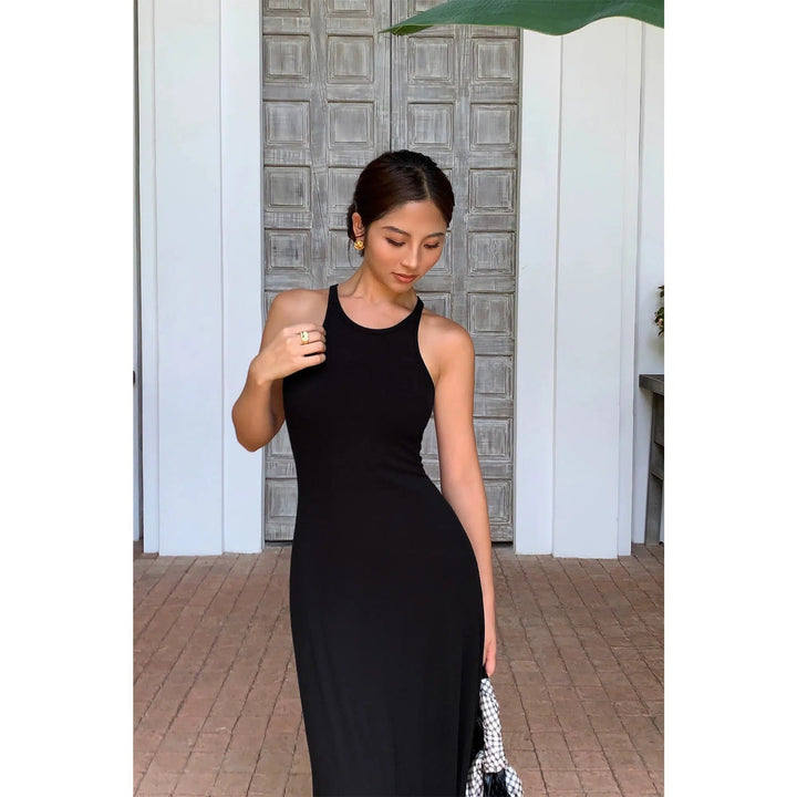 Long Halter Neck Vest Dress