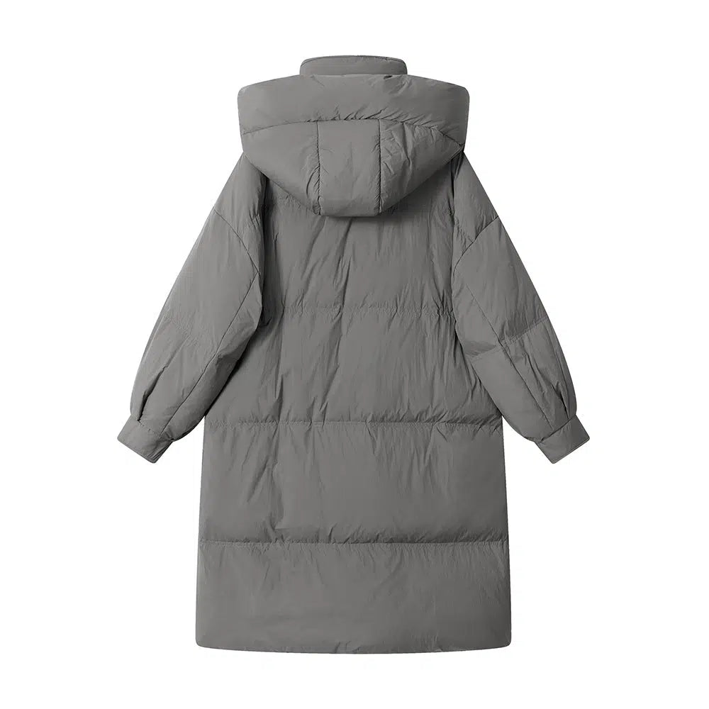 Long Hooded Pockets Down Jacket