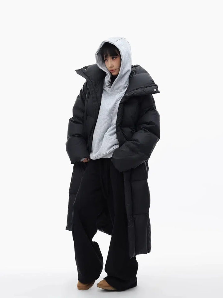 Long Puffer Down Hooded Jacket