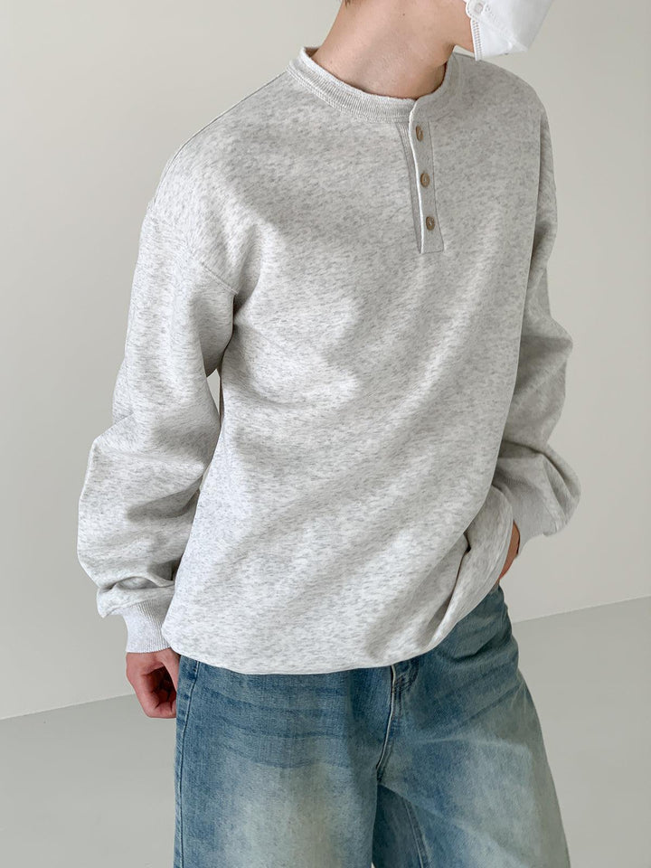 Long Sleeve Henley Neck Pullover