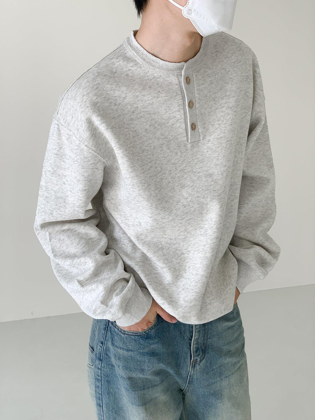 Long Sleeve Henley Neck Pullover