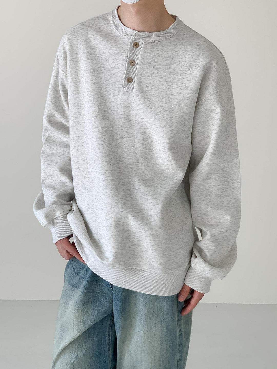 Long Sleeve Henley Neck Pullover