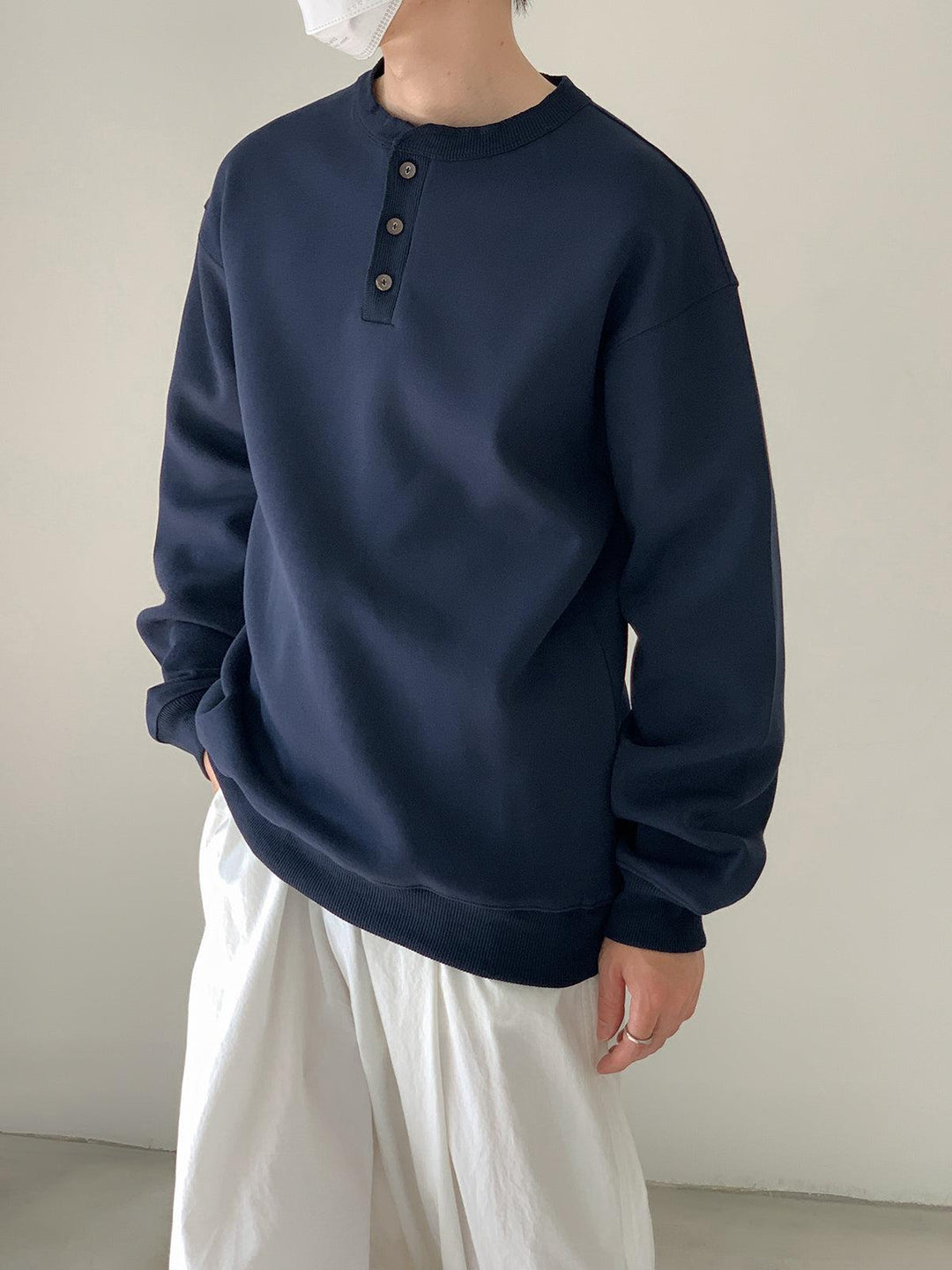 Long Sleeve Henley Neck Pullover