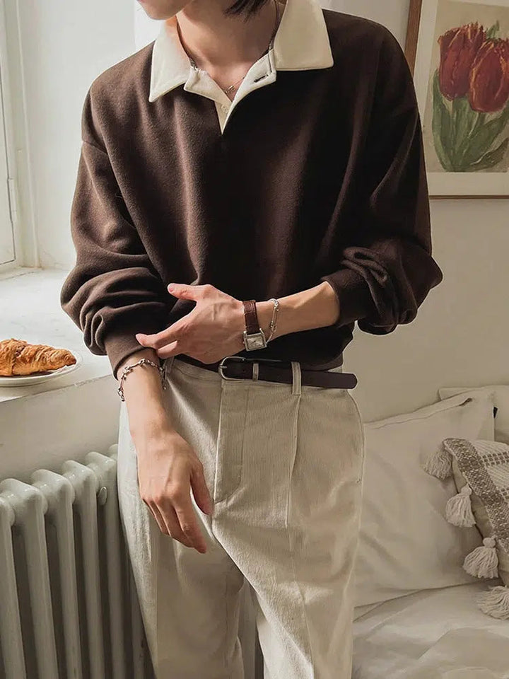 Long Sleeve Lapel Pullover