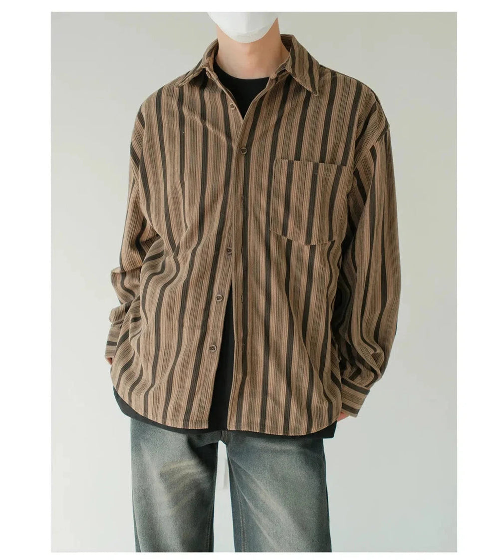 Long Sleeve Striped Shirt with Pocket