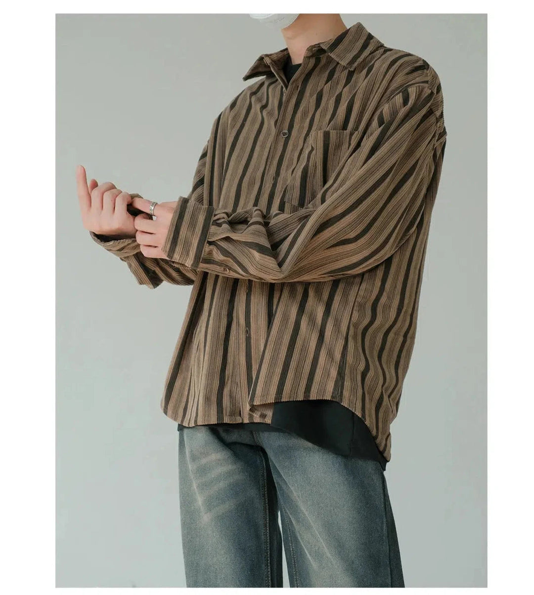 Long Sleeve Striped Shirt with Pocket