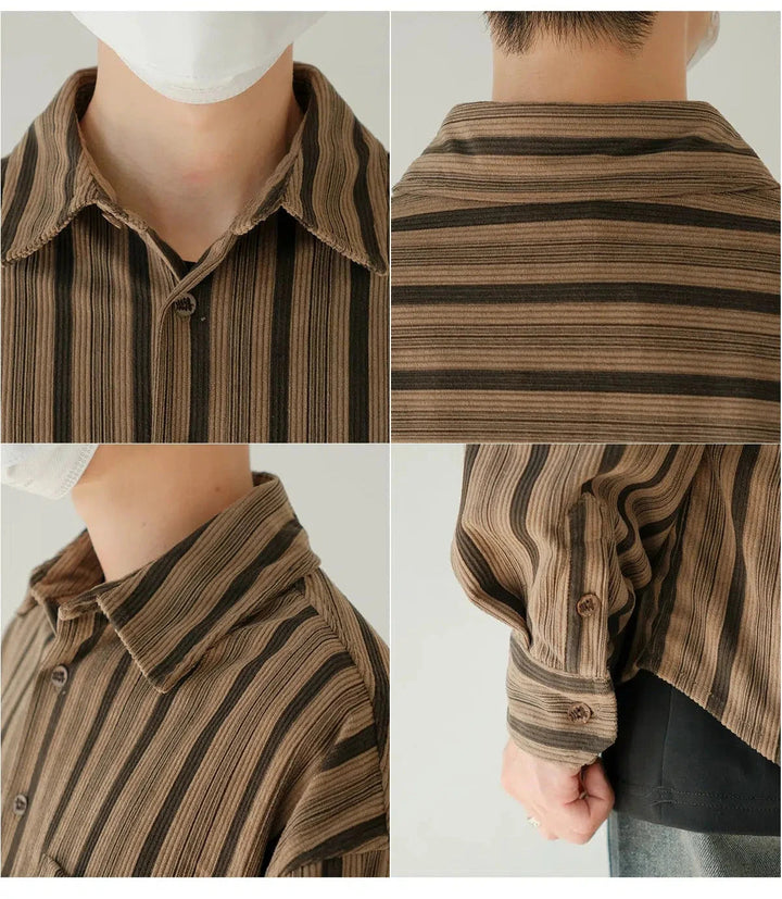 Long Sleeve Striped Shirt with Pocket