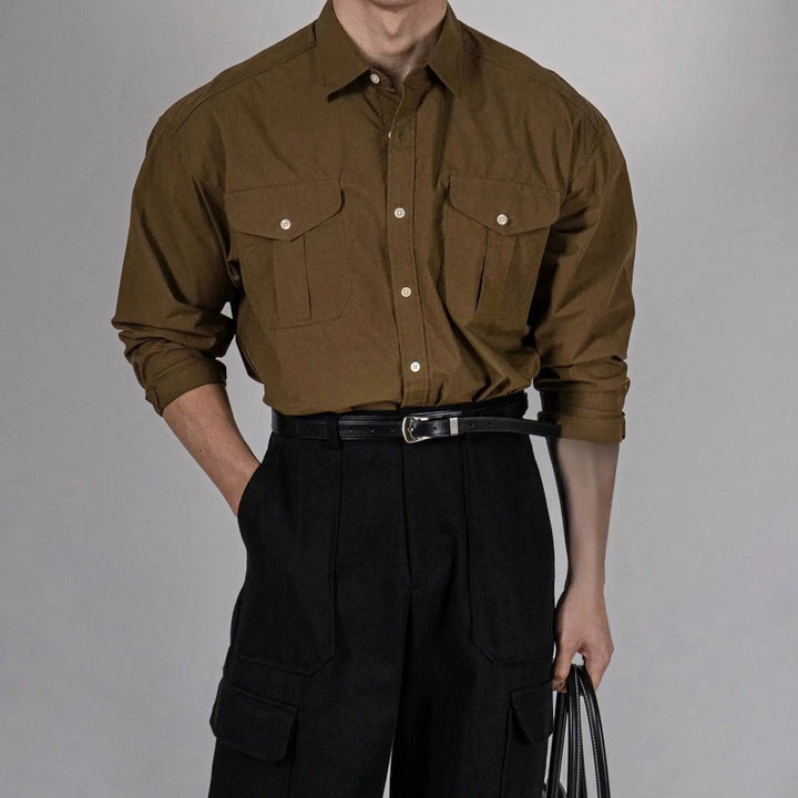 Long Sleeve Utility Pockets Shirt