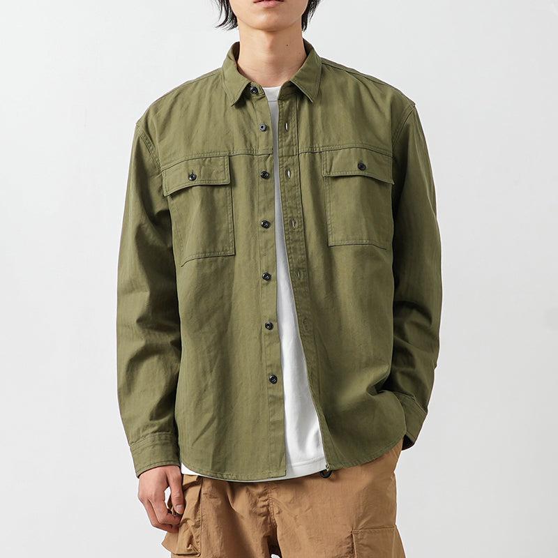 Long-sleeved Cargo Shirt - S / Green