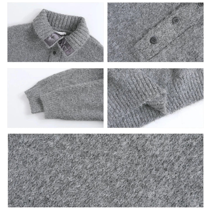 Loose Fit Button Lapel Sweater