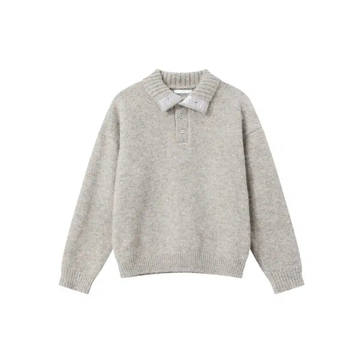 Loose Fit Button Lapel Sweater