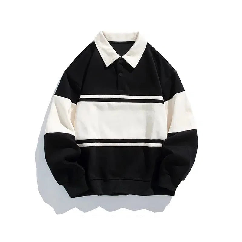 Loose Fit Color Block Polo Shirt