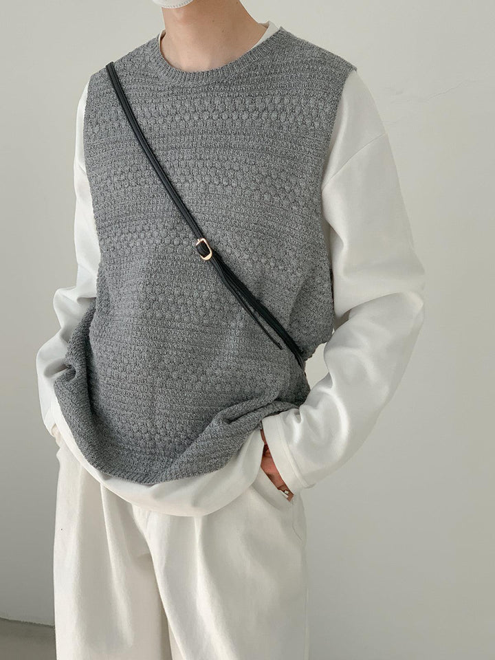 Loose Fit Crewneck Knit Vest