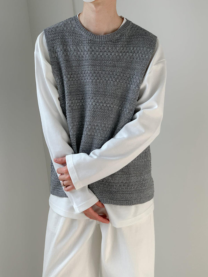 Loose Fit Crewneck Knit Vest