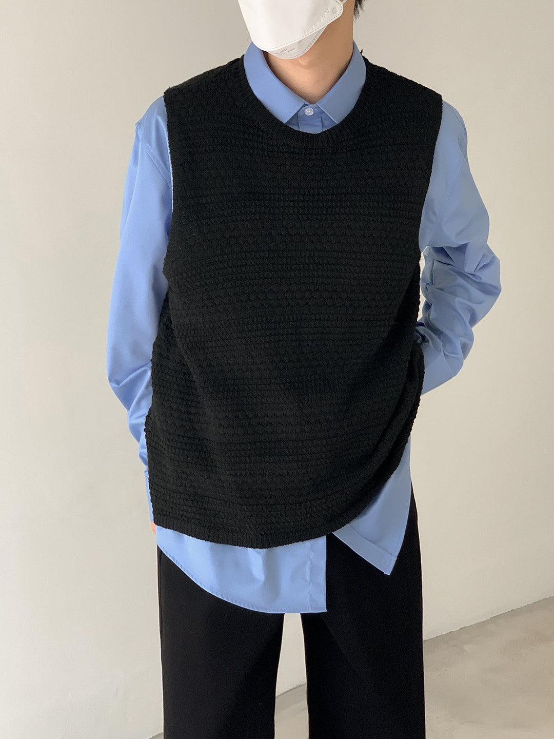 Loose Fit Crewneck Knit Vest