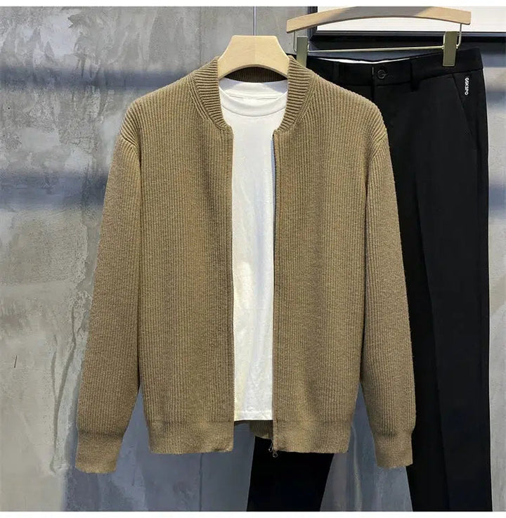 Loose Fit Full Zip Knit Cardigan