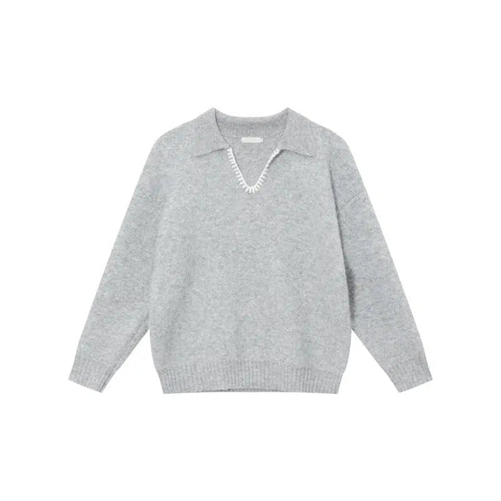 Loose Fit Lapel Sweater