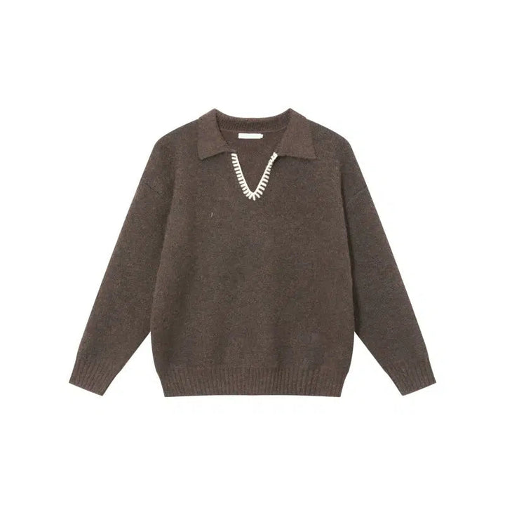 Loose Fit Lapel Sweater