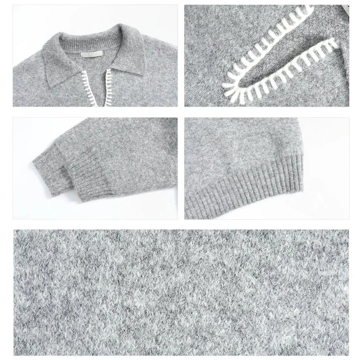 Loose Fit Lapel Sweater