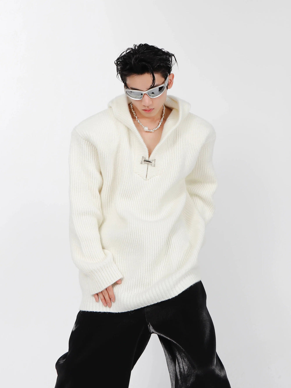 Loose Knitted Hooded Sweater