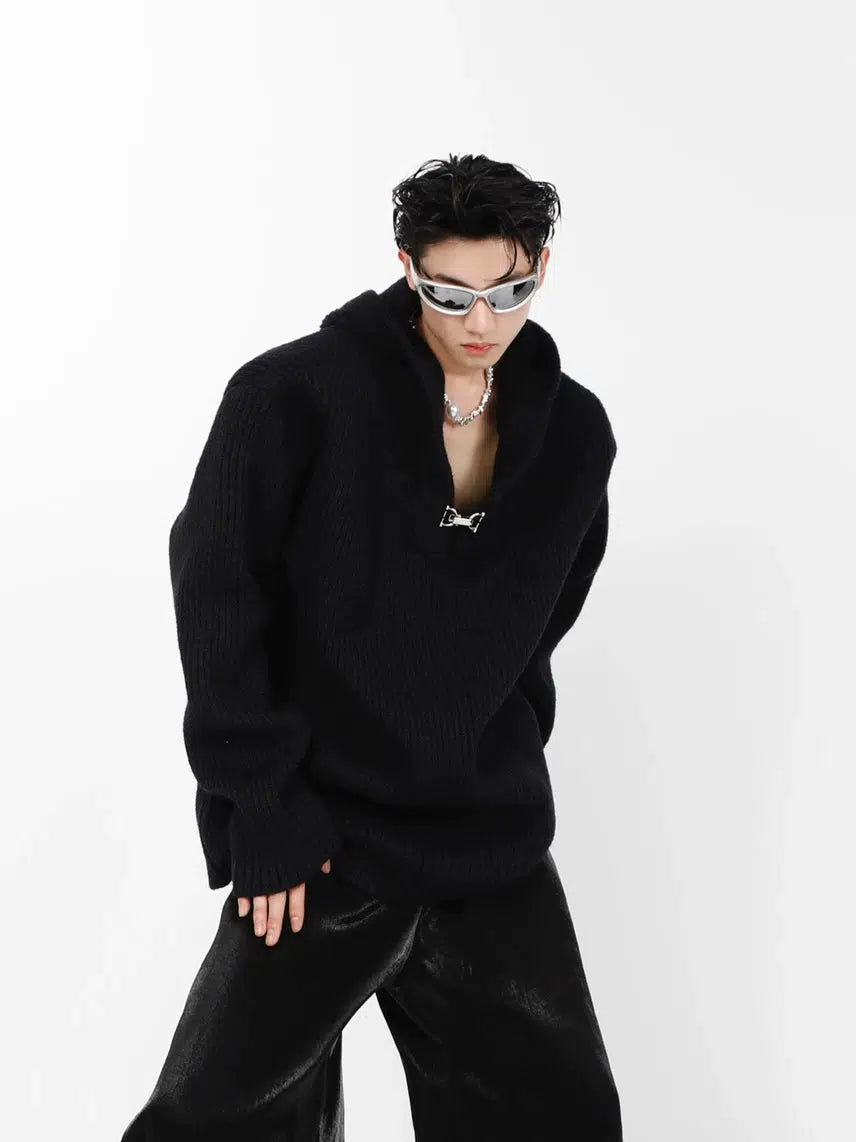 Loose Knitted Hooded Sweater